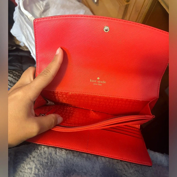 KATE SPADE Staci Micro tri fold Wallet New | Mercari Kate Spade Red Saffiano Leather Snap Front Tri-Fold Wallet